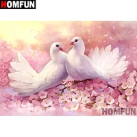 homfun full squareround drill 5d diy diamond painting pigeon flower embroidery cross stitch 3d home decor gift a13395