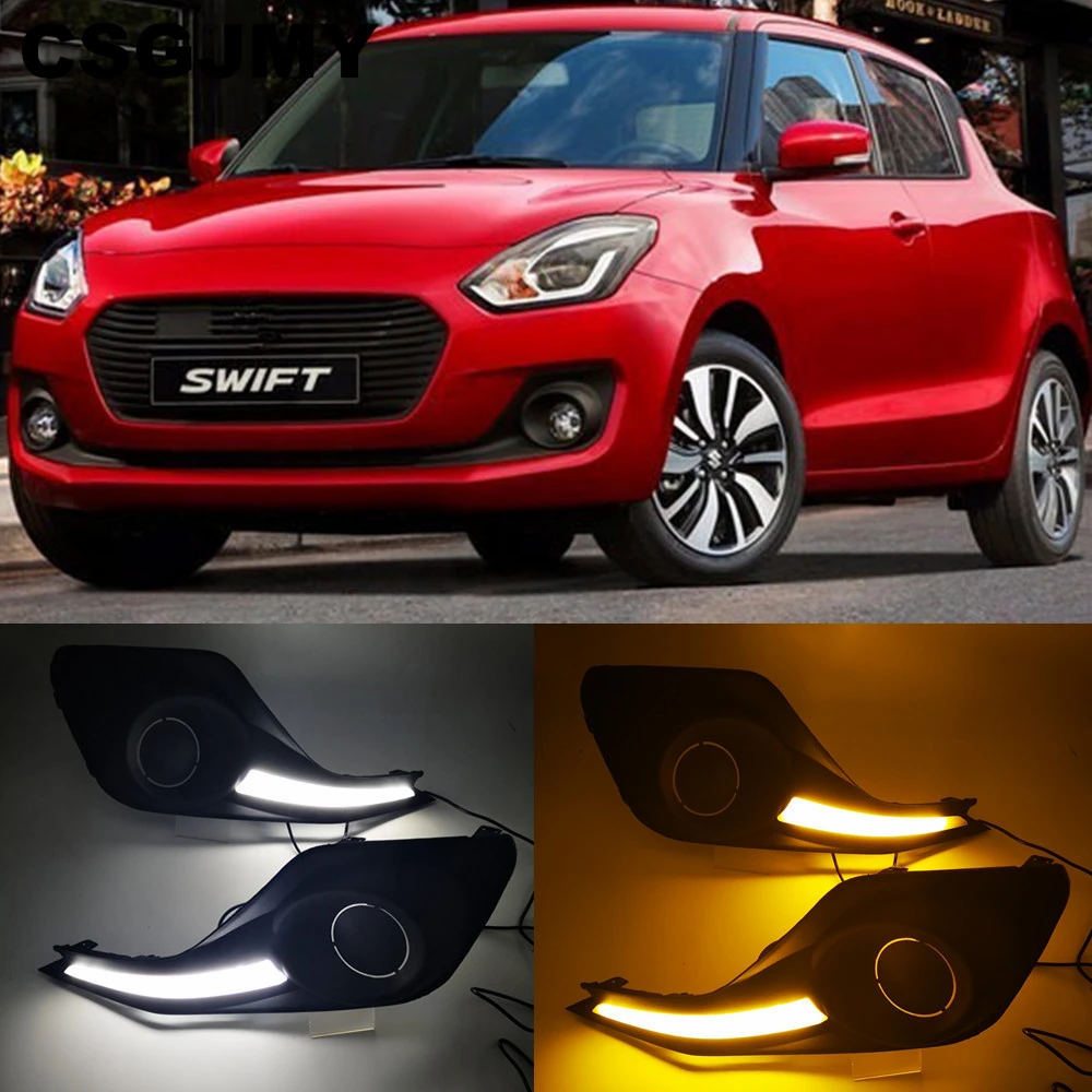 CSGJMY 2 шт светодиодный дневного света для Suzuki Swift автомобильные аксессуары Водонепроницаемый 12 V DRL Фары противотуманные украшения