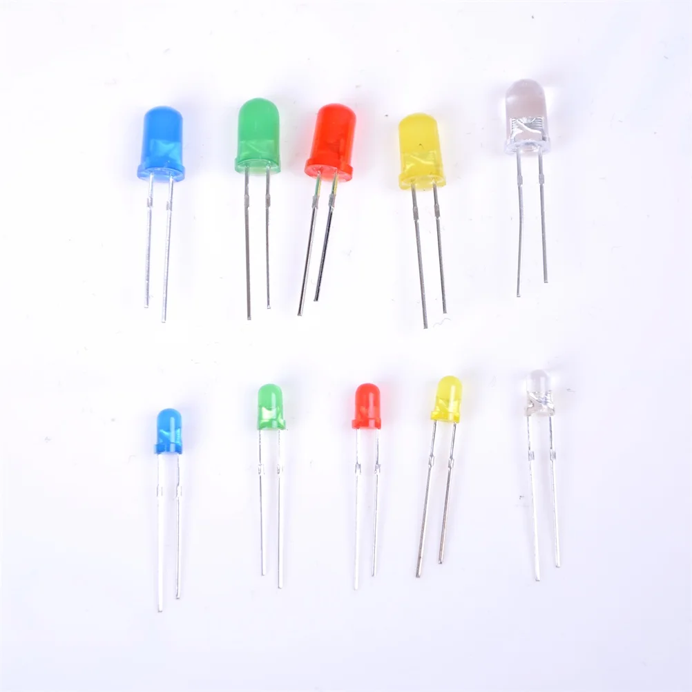 

Wholesale 100pcs DTY 5mm LED Light Diffused Assorted Superbright LEDs 5 color Hot Sale Dropshipping