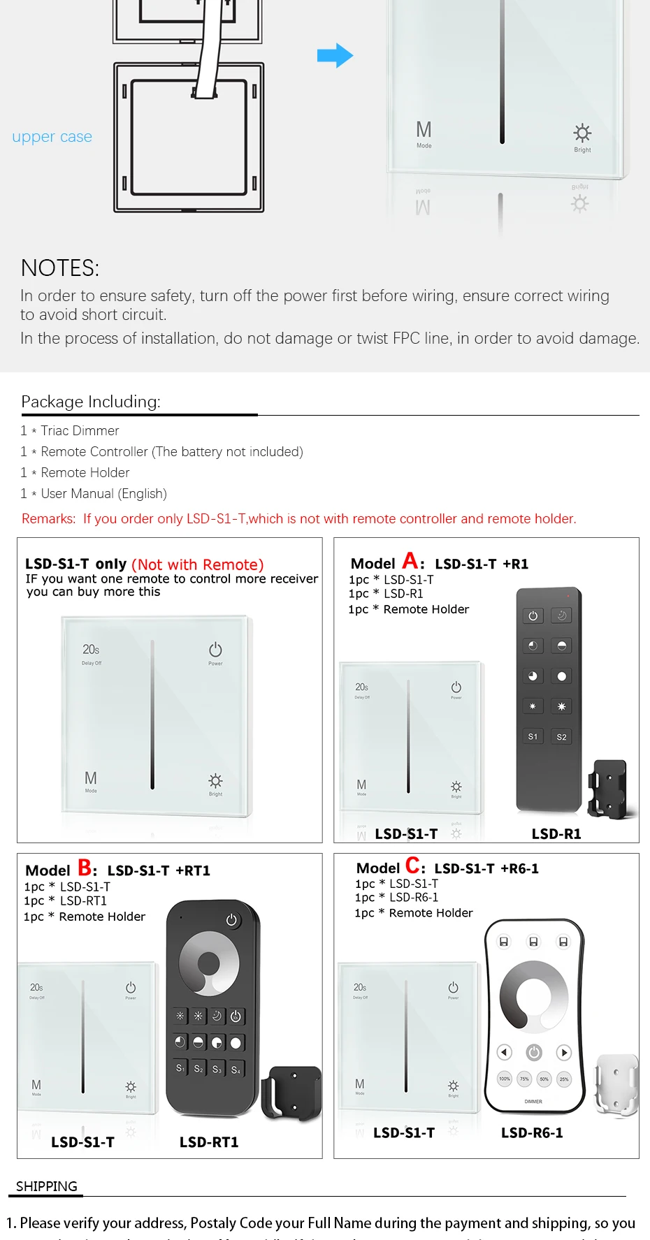 Настенная сенсорная панель AC Triac диммер 220V 230V 110V 288W беспроводной РЧ с регулируемой яркостью 2,4G пульт дистанционного управления для Светодиодный светильник лампа