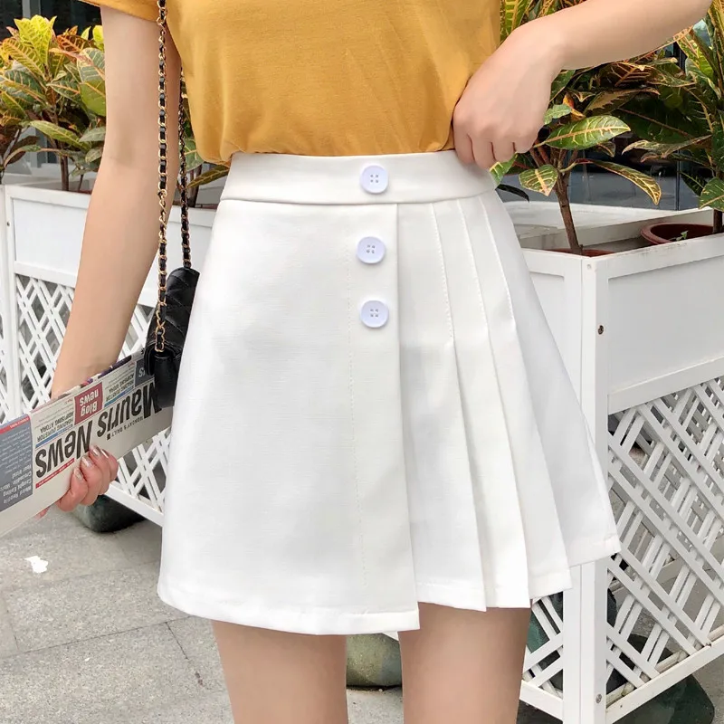 Женская плиссированная юбка с завышенной талией Асимметричная мини для