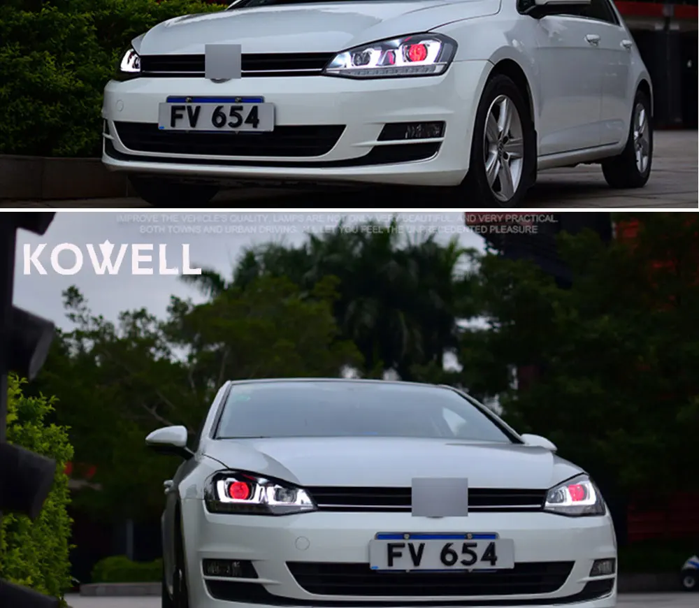 KOWELL автомобильный Стайлинг для VW Golf7 фары для гольфа 7 MK7 светодиодный фонарь DRL Объектив двойной луч H7 HID Xenon bi xenon объектив