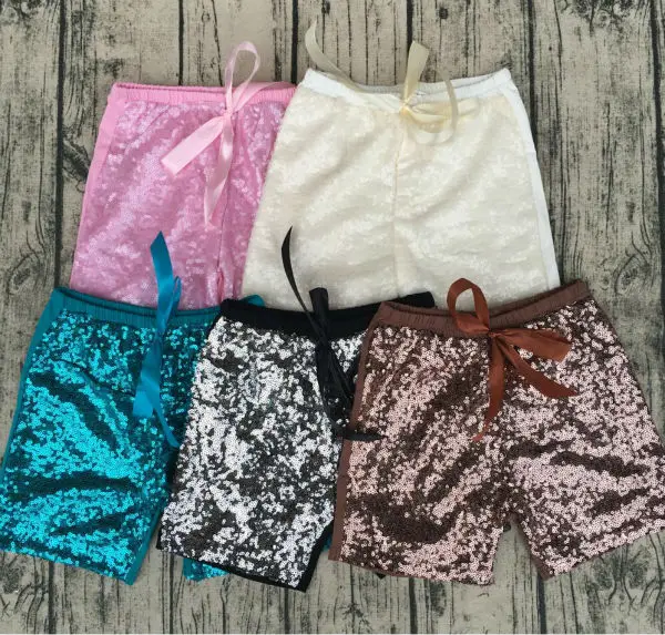 Детские шорты для девочек детские с блестками Летние Стильные шикарные бантом в