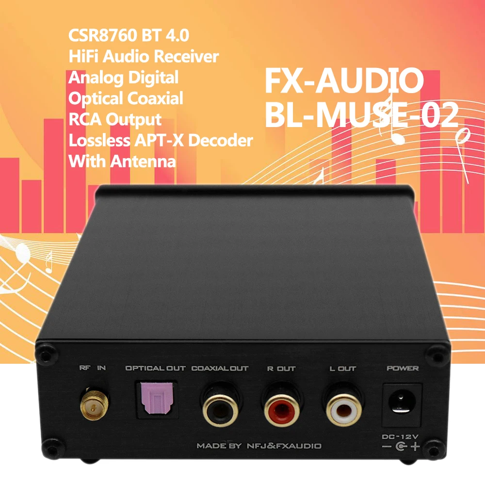 FX-AUDIO CSR8670 Bluetooth 4,0 HiFi аудио приемник BL-MUSE-02 Цифровой оптический коаксиальный RCA выход APT-X декодер с антенной EU разъем