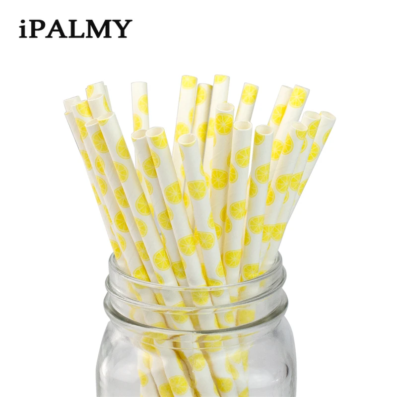 Ipalmay 200 шт бумажные соломинки фруктовый узор декоративные летние трубочки для питья на вечеринке для Гавайских дней рождения свадьбы