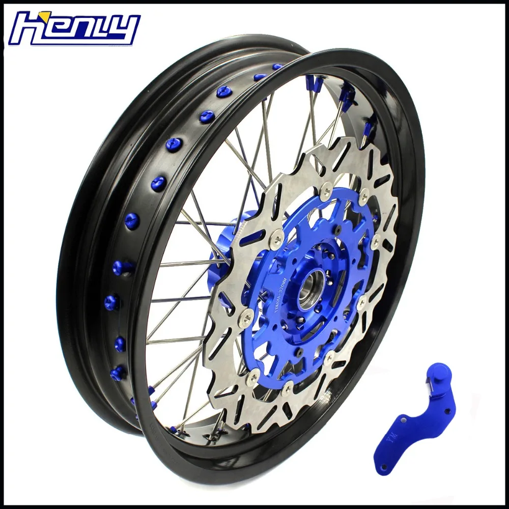 3,5*17/5,0*17 супермото колеса в сборе Набор для YAMAHA WR250F 2001- WR450F 2003- Supermotard синяя Звездочка для сосков