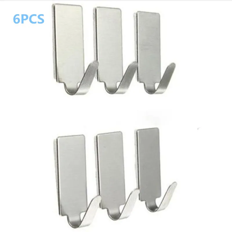 

6Pcs Hooks Self Adhesive Home Kitchen Wall Door Stainless Steel Holder Hook Hanger Hooks For Hanging Holder Hook Fast Shipping