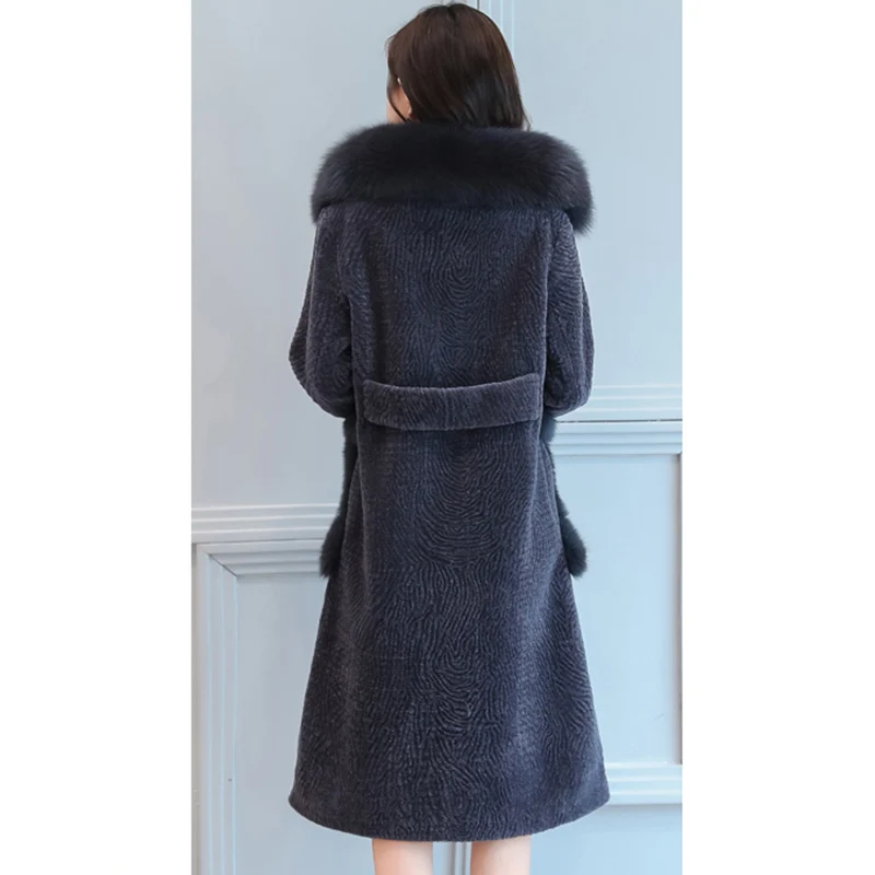 Большой овечий мех шуба для женщин новинка 2018 меховое пальто Женская куртка