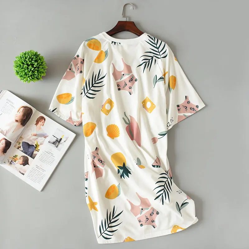 2019 Летняя Повседневная Ночная рубашка для женщин милые ночные рубашки с