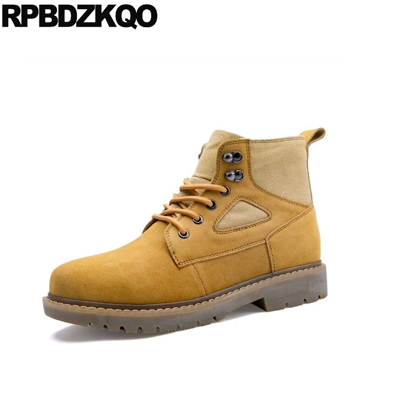 Ботинки мужские замшевые безопасная парусиновая обувь на плоской подошве