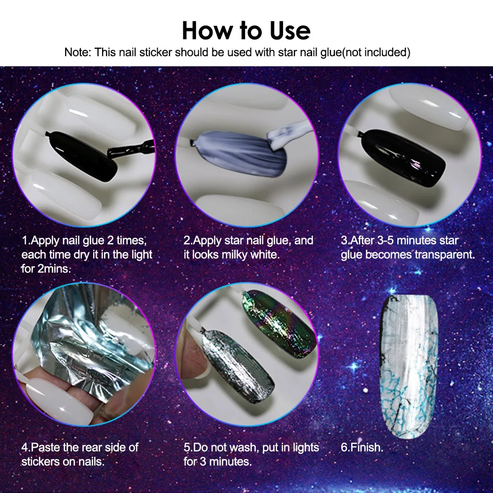 Наклейка для дизайна ногтей блестящая текстура в виде ракушки Переводные