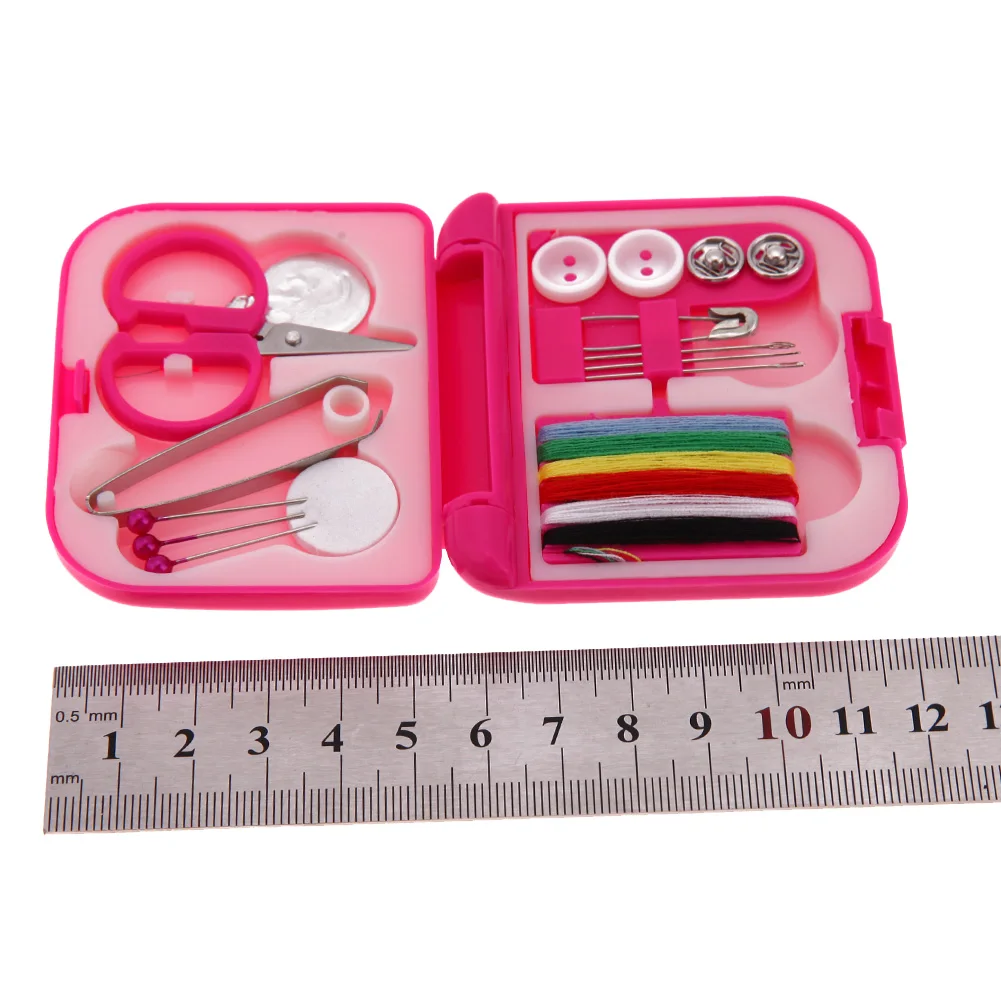 Mini Sewing Box Kit Needle Threads Buttons Scissor Thimble Portable Home Knitting Needles Travel Tools Supplies | Дом и сад