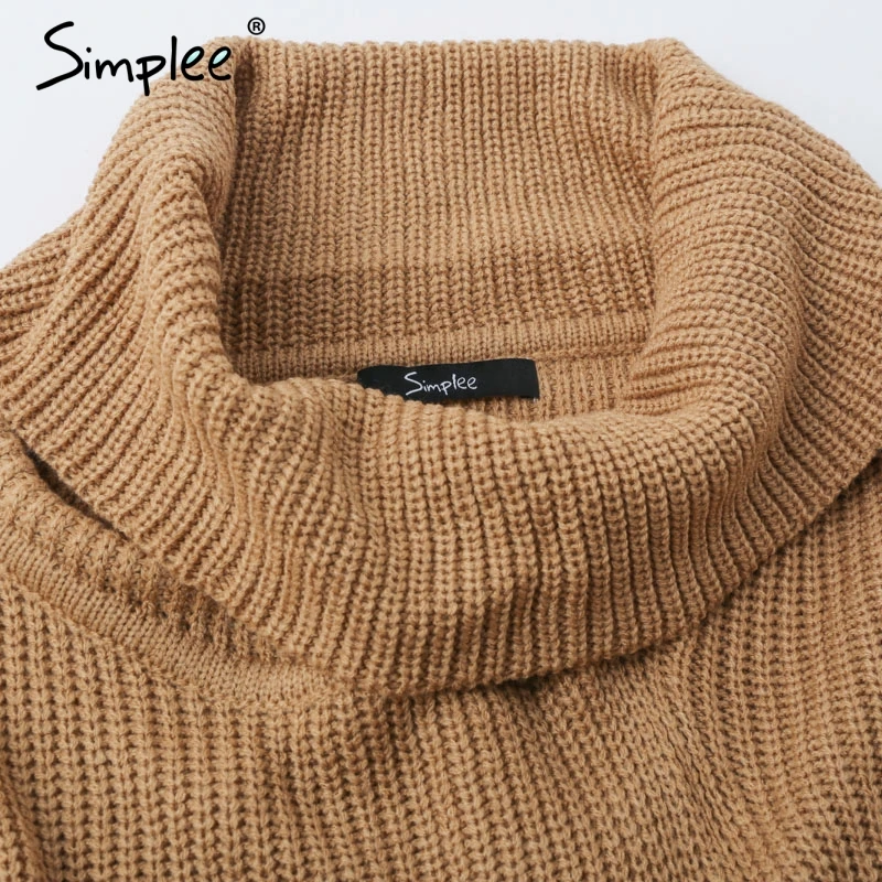 Simplee вязаный свитер с высоким воротом накидка для женщин Повседневное Зимний