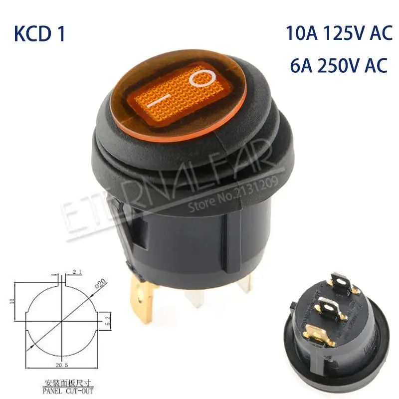 KCD1-Yellow-3J2D KCD1 KCD2 KCD4 KCD6 On Off 10A 16A 20A 125V 250V AC сверхмощный DPST герметичный водонепроницаемый авто лодка морской тумблер кулисный переключатель с - Цвет: KCD1-Yellow-3J2D