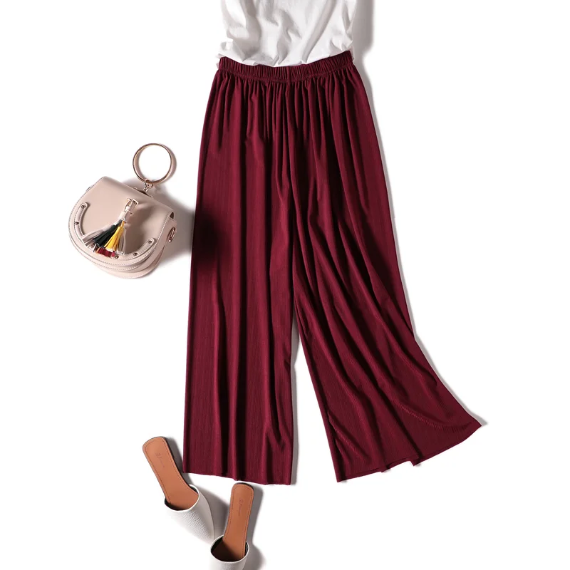 Летние брюки для Для женщин широкий штанине шифон женский тонкий рыхлый Pantskirt
