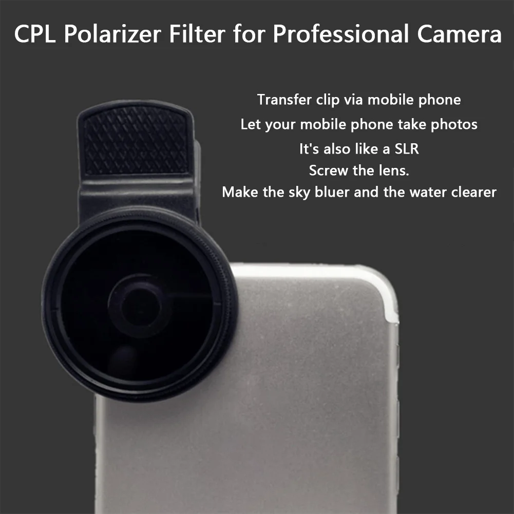 37MM With Clip Universal CPL Filter Black Professional Accessories Durable Wide Angle Phone Portable Polarizer Circular Lens | Электроника