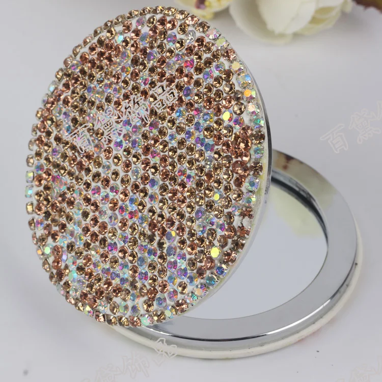 Портативный женский Портативный зеркало нержавеющая сталь алмаз палка diamond складной зеркало с увеличительным стеклом