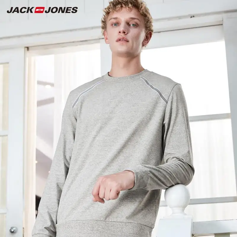 JackJones Мужской стрейч хлопок круглый вырез с длинными рукавами футболки пуловер
