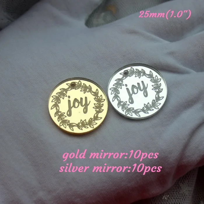 25 MM(0.98 In) 20pcs 20 шт./лот) 25 мм с Рождеством для всех X-mas украшения joy Подвески Золотое зеркало серебряное зеркало лазерная резка "-AC1562/AC1563 - Цвет: 25 MM(0.98 In) 20pcs