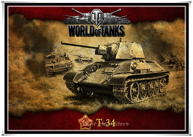 Рисунок по мотивам игры World of танки настенный постер для спальни украшение дома