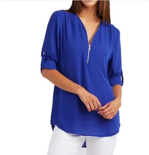 style30 Женские Большие размеры 4XL 5XL Свободные повседневные шифоновые блузки женские Летние черные однотонные Элегантные Топы Рубашки Блузы - Цвет: style30