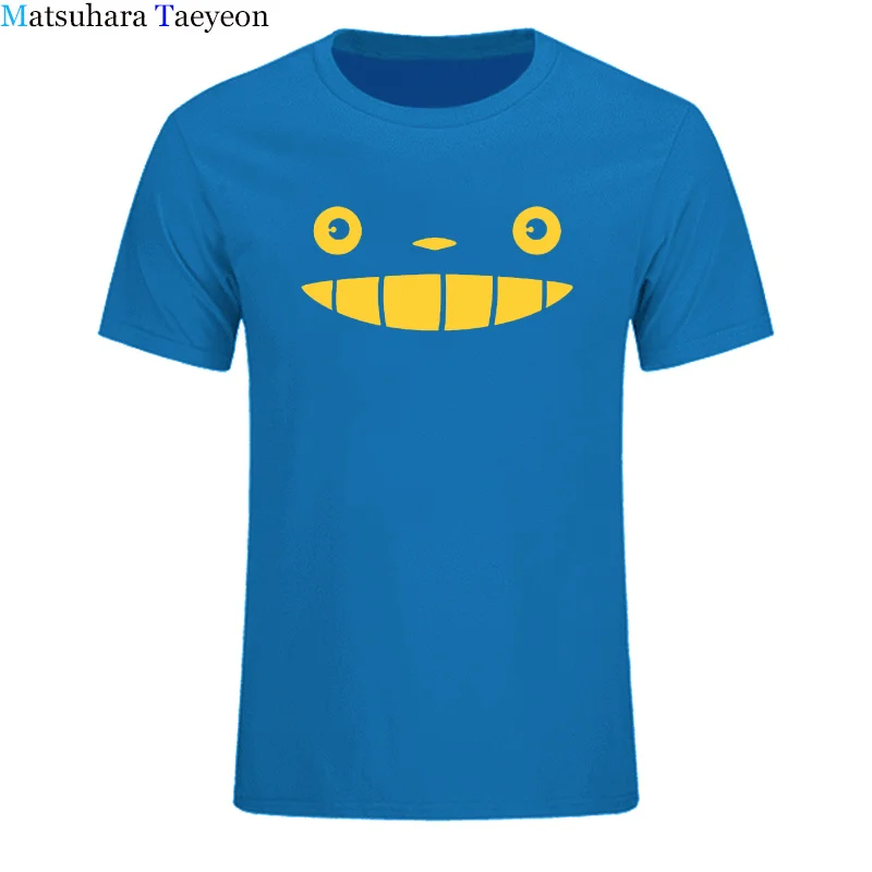 

Mens Casual Summer Anime My Neighbor Totoro Face Print Pattern T-shirts Short Sleeve Funny Tee Mans Top Clothing Brand