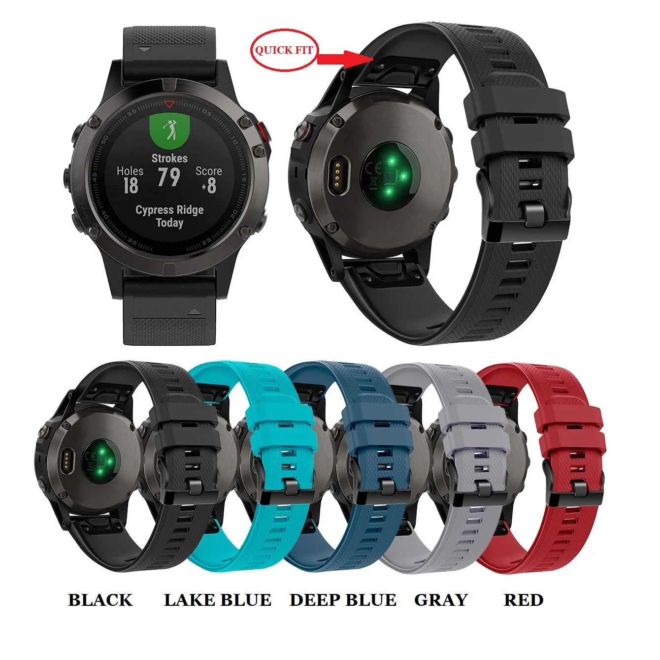 22 мм Quick Fit Силиконовый ремешок для наручных часов для Garmin Fenix 5/5 Plus/S60 Focus/Forerunner 935 945/Quatix 5