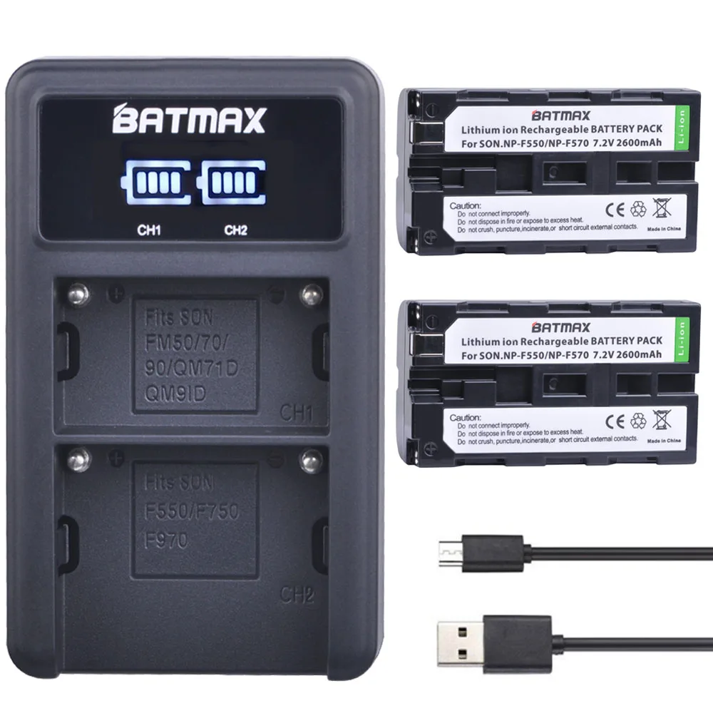 Batmax2шт NP F570 F550 Камера Батарея + usb портами и светодиодным индикатором двойной