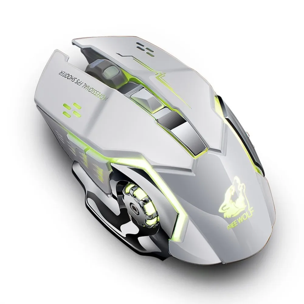 White X8, Супер тихая Беспроводная игровая мышь, 2400 dpi, перезаряжаемая компьютерная мышь, оптическая игровая геймерская мышь для компьютера, настольного ноутбука - Цвет: White