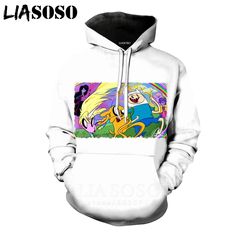 LIASOSO Зима Новая мода для мужчин и женщин Толстовка 3D принт мультфильм аниме время приключений толстовка с длинными рукавами Топ пуловер A191-15 - Цвет: 22