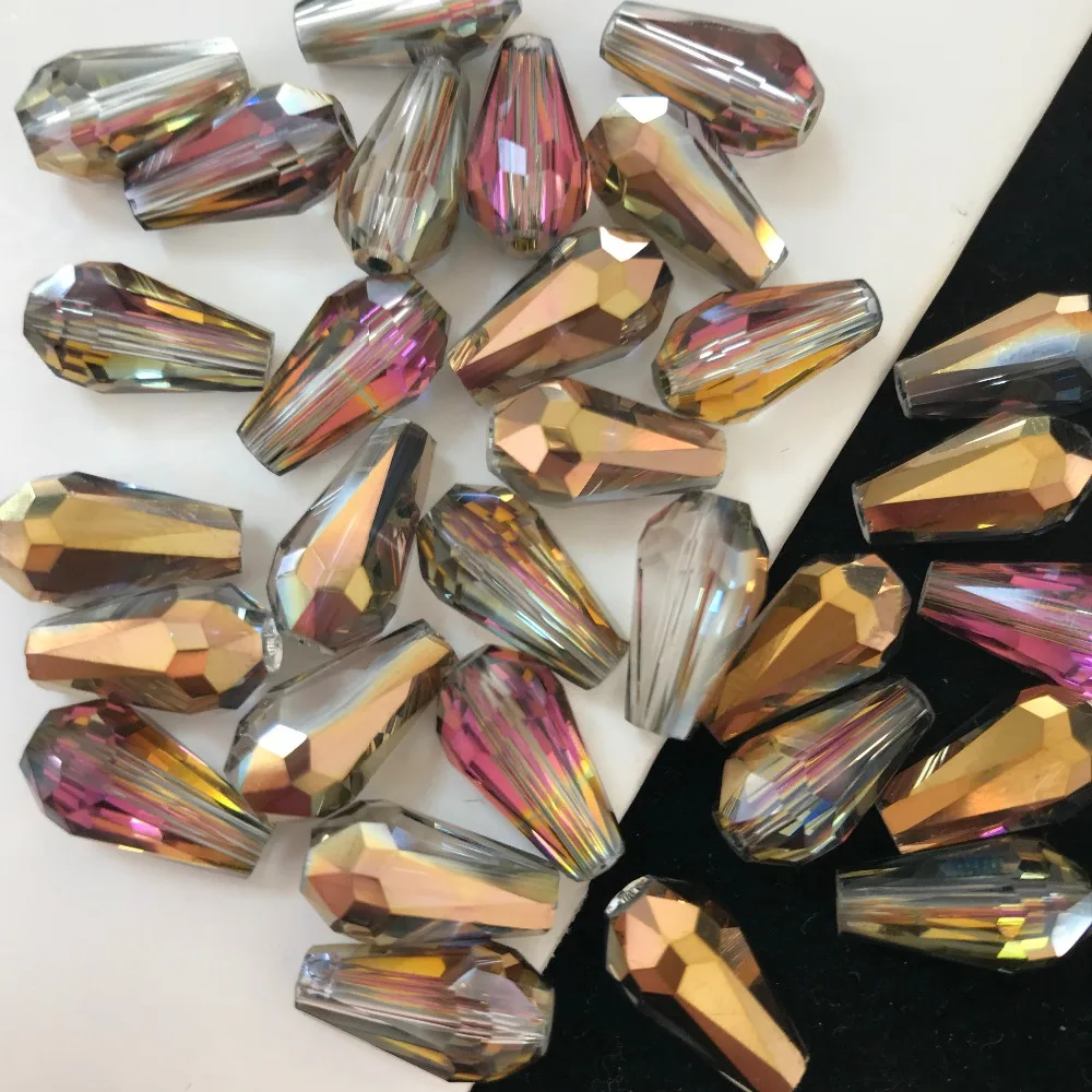 50pcs 8x16mm Drop Bicone Austria Crystal beads Charm loose spacer Beads DIY Earrings necklace hadicraft bracelet jewelry | Дом и сад