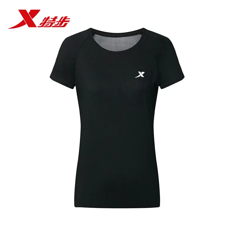 Xtep Женские хлопковые футболки с коротким рукавом, одноцветные женские спортивные футболки для бега, женские футболки для фитнеса 882228019147 - Цвет: pink