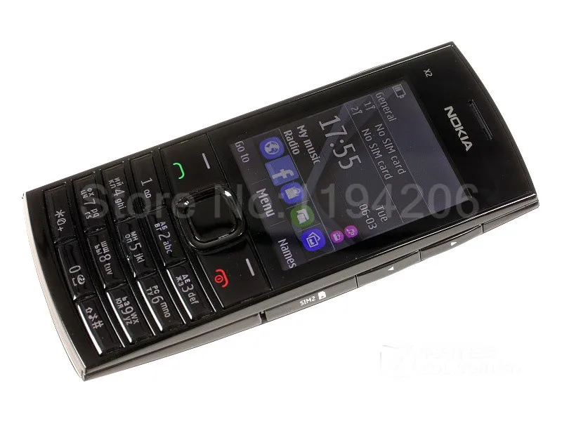 Разблокированный Nokia X2-02, одноядерный Symbian OS, Bluetooth, fm-радио, две sim-карты, 1020 мАч, черный и красный отремонтированный мобильный телефон