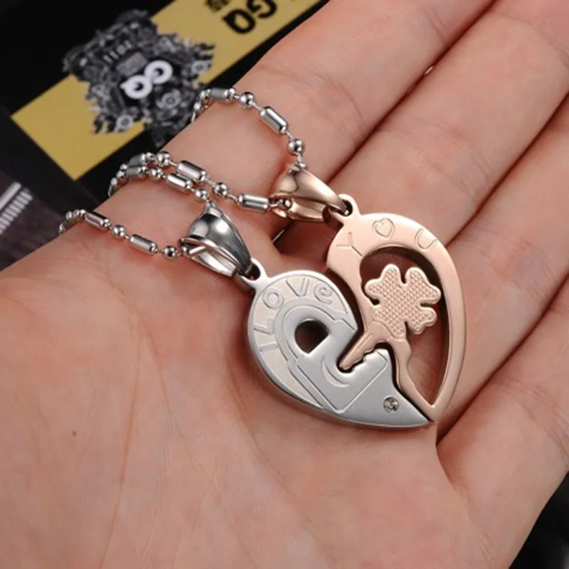 Meetcute 3 цвета новый стиль ожерелье из нержавеющей стали для влюбленных с подвеской