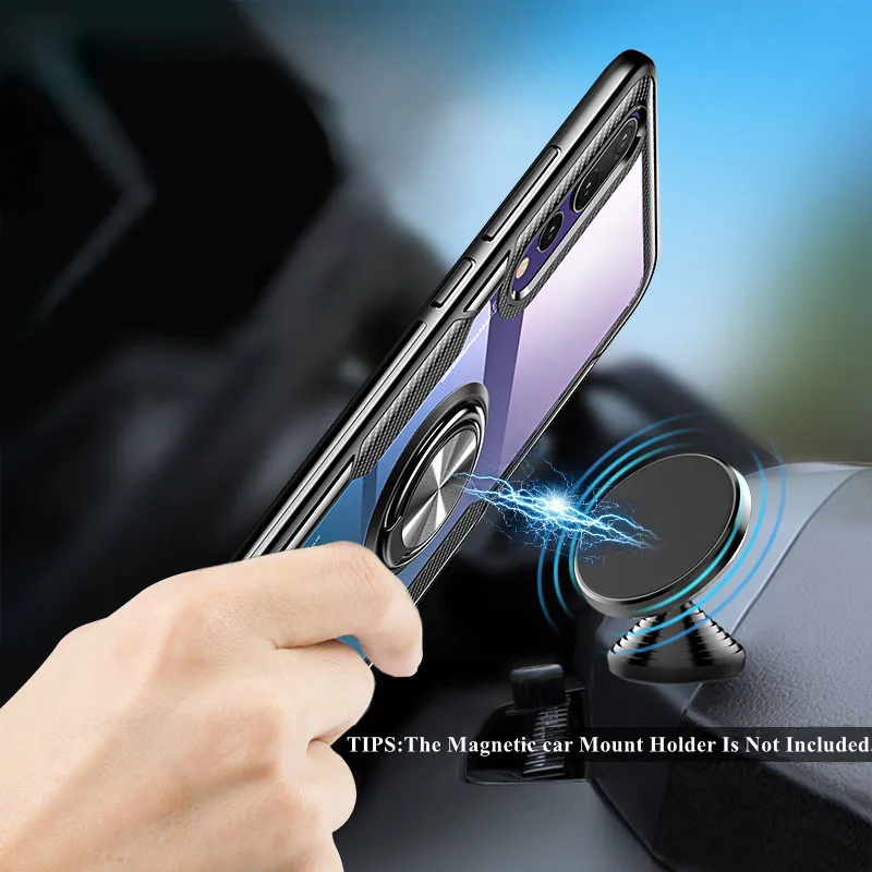 Hybrid Case For Huawei P20 Lite Pro Nova 4 3E 360 Ring Holder Stand Shockproof Soft TPU Rubber Bumper + Clear Hard PC Back Cover |