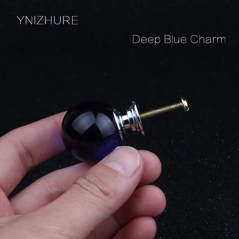 10 шт. 30 мм темно синяя гладкая Хрустальная стеклянная шариковая ручка детская