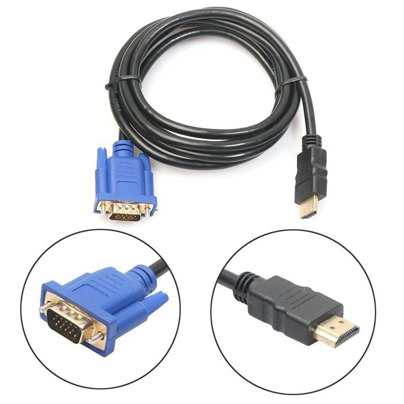 HDTV HDMI Gold Male To VGA HD 15 15Pin Кабель адаптер 6FT 1 8 M 1080P|Кабели HDMI| |