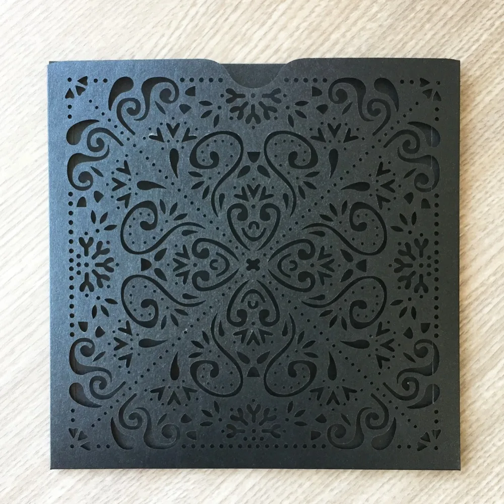 

40pcs/lot Chic Pearl Paper Wedding Card Unique Pocket Design Invitation Card Birthday Party Decorations Greeting Card
