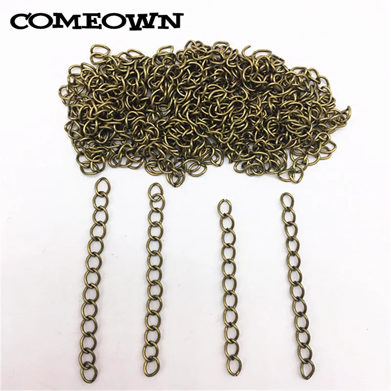 Antique Bronze COMEOWN 100 шт 4x50 мм удлиненные удлинительные цепочки 6 цветов хвостовой удлинитель для изготовления ювелирных изделий ожерелье браслет цепочка - Цвет: Antique Bronze