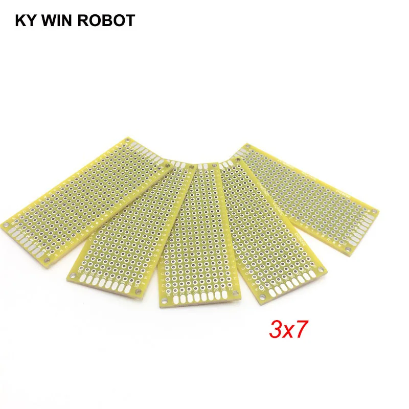 

5pcs 3x7cm 30x70 mm Yellow Double Side Prototype PCB Universal Printed Circuit Board Protoboard For Arduino