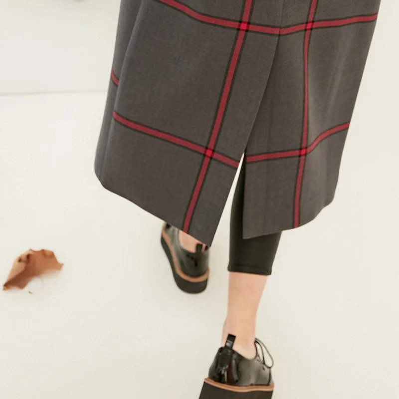 Vero Moda Новая женская куртка женская клетчатая двубортная кокон пальто Длинная зимняя куртка | 318321501
