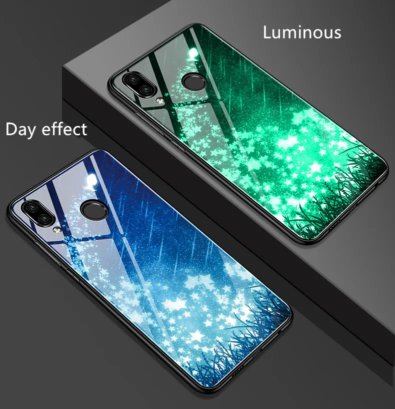 6 Чехол из закаленного стекла для Xiaomi Redmi 7 светящийся чехол из закаленного стекла силиконовый чехол для Xiaomi Redmi Note 7 Pro - Цвет: 6