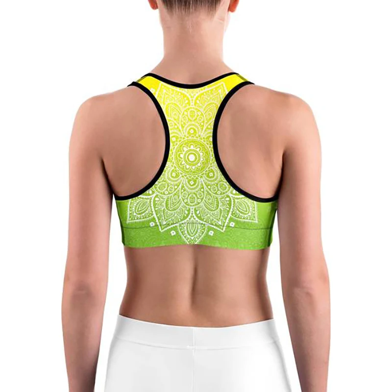 LI-FI Mandala Print Sports Bra High Stretch Breathable Top Fitness Women Padded for Running Yoga Gym Seamless Crop Bra Sport Bra