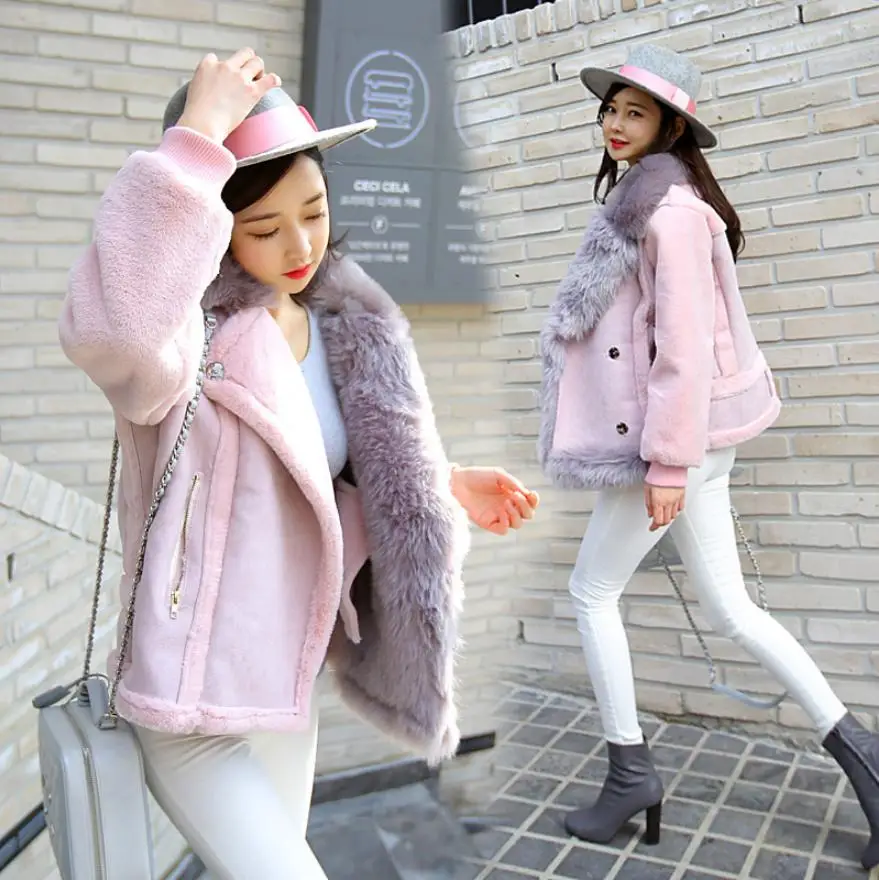 light pink Новинка, зимнее пальто с воротником из искусственного лисьего меха, роскошная женская куртка из искусственного меха на Среднем Востоке, пальто для женщин, большие размеры, wj1828 - Цвет: light pink