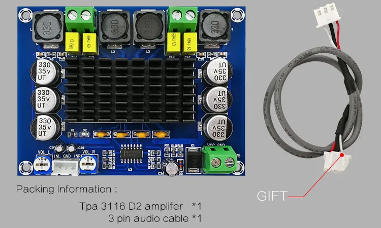 CIRMECH TPA3116D2 высокие Цифровые усилители TPA3116 двухканальный стерео аудио усилитель мощности доска для динамиков стерео выход 120 Вт* 2