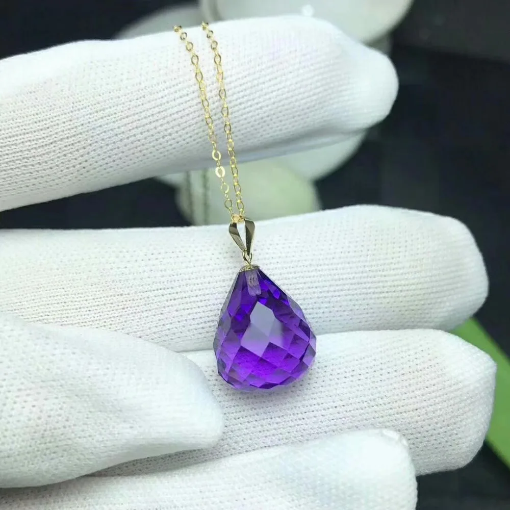 Shilovem 18k Желтые пьезоэлектрические Аметистовые Подвески Изящные ювелирные