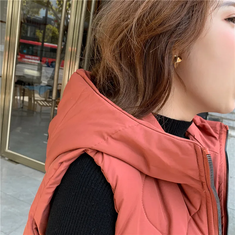 Women Hooded Long Vest Jacket Gilet Sleeveless Waistcoat Women's Outerwear with Hood
