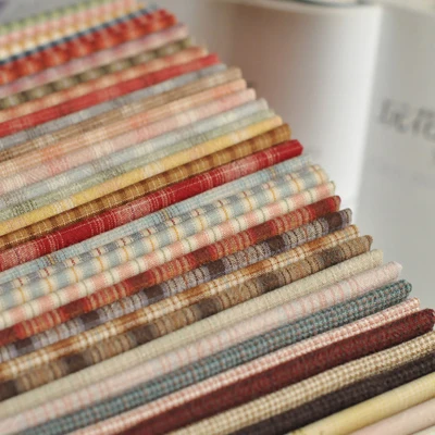 Conjunto de tela de Japón de 20x20, tejido teñido de hilo para coser, Patchwork hecho a mano, acolchado, punto de rayas de cuadrícula al azar, 10 estilos/lote