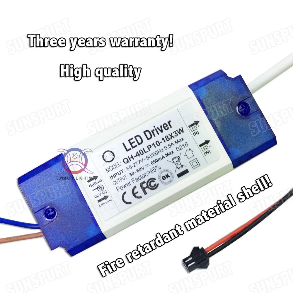3-20 шт высокая PFC> 0,95 изоляция 36 Вт AC85-277V светодиодный драйвер 10-18x3W 600mA DC30-60V постоянный ток потолочный светильник