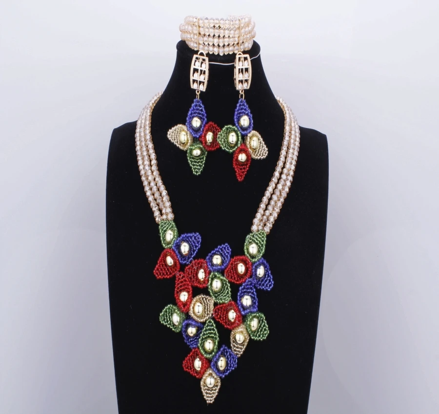 Набор африканских ювелирных украшений разноцветные бусины ручной работы цветы